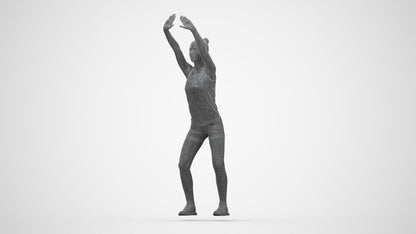 scanned 3D girl sport, photogrammetry people for Enscape and V-Ray, wireframe back view