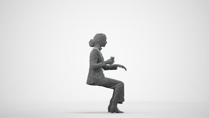 scanned 3D woman business, photogrammetry people for Enscape and V-Ray, wireframe side view