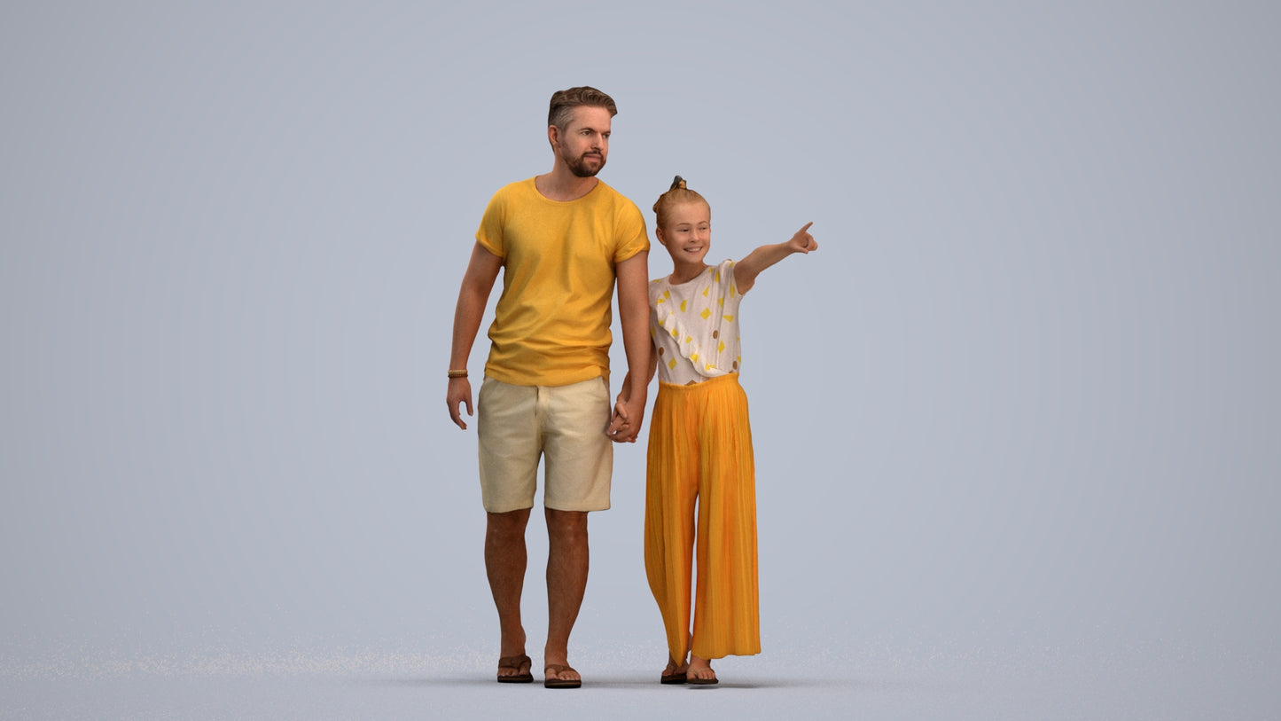 realistic 3D people man kids, render-ready for V-Ray and Corona, FBX OBJ, standing pose render