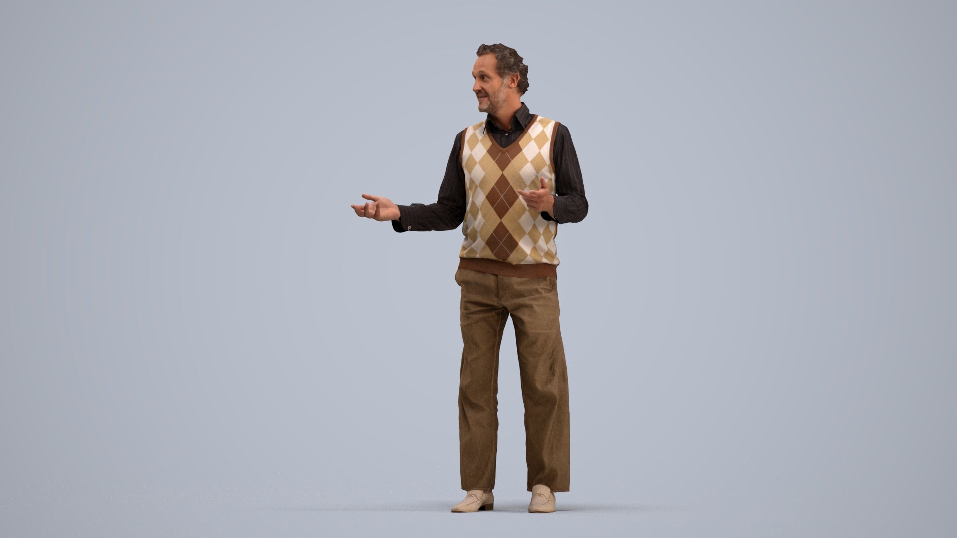 realistic 3D human man business standing, archviz people FBX OBJ for Blender, standing pose render