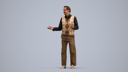 realistic 3D human man business standing, archviz people FBX OBJ for Blender, standing pose render