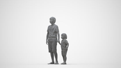 realistic 3D human boy casual kids, archviz people FBX OBJ for Blender, wireframe back view