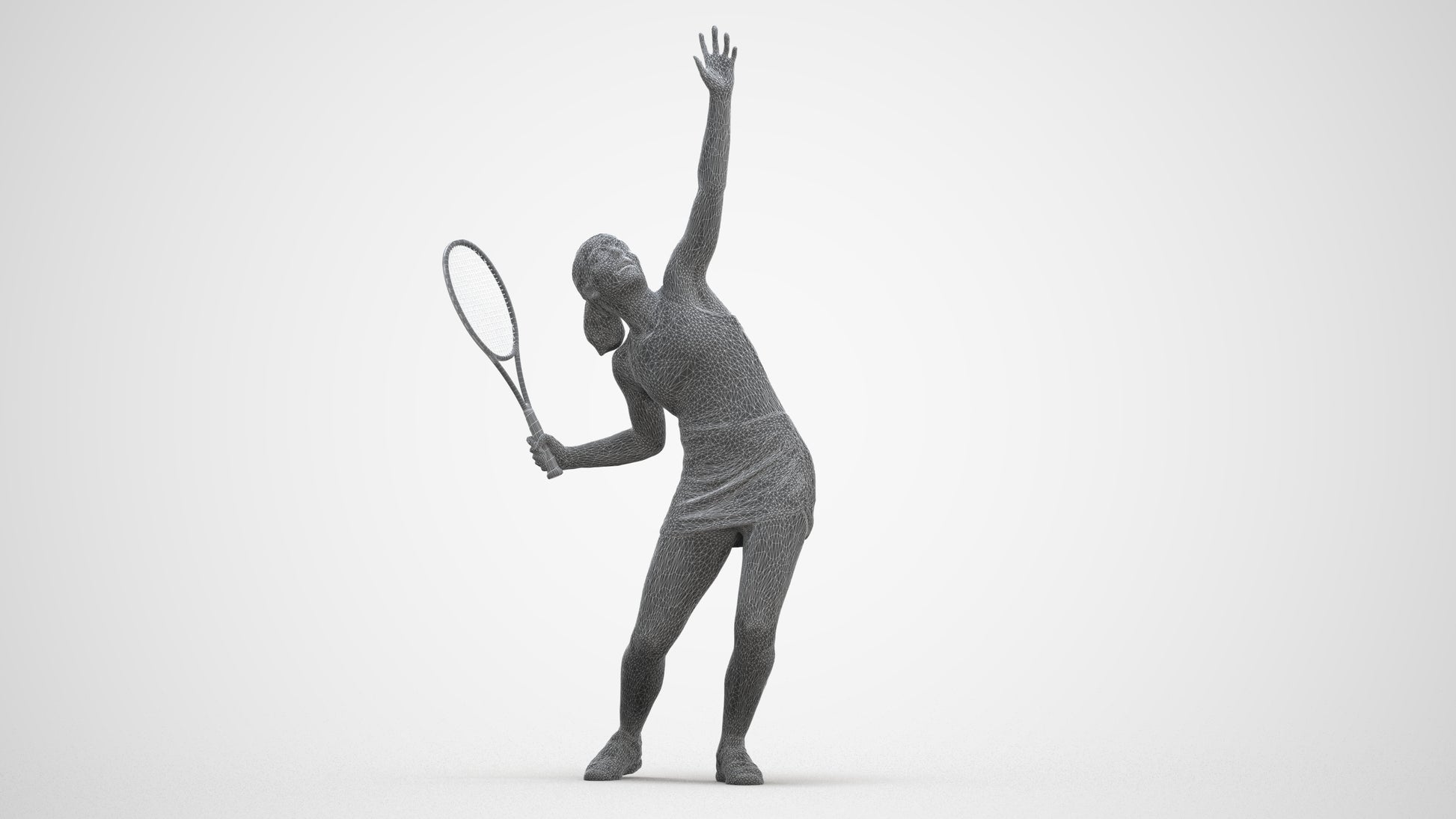 3D human model girl sport, photogrammetry scanned person for archviz, three-quarter front view render