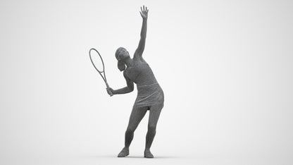 3D human model girl sport, photogrammetry scanned person for archviz, three-quarter front view render