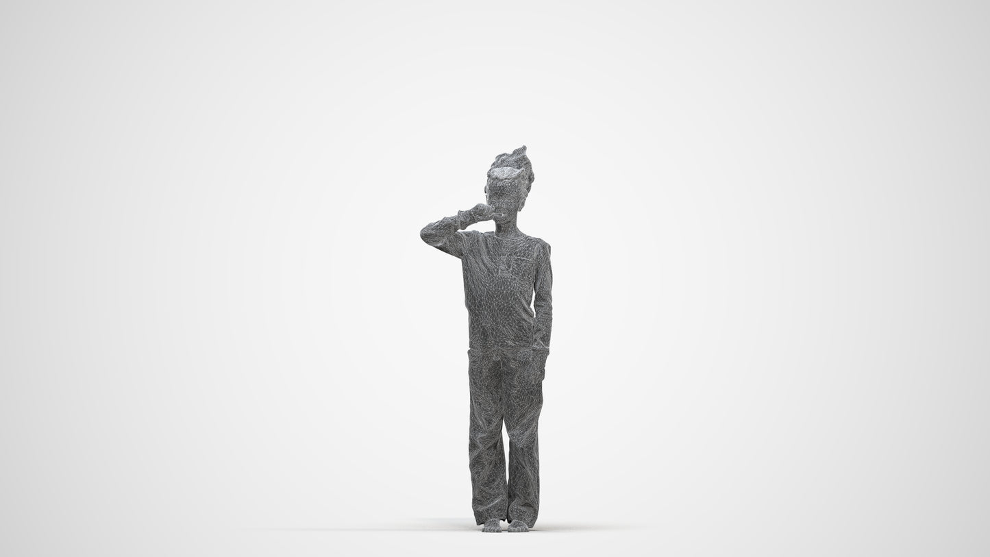 3D people model girl kids, scanned human for 3ds Max rendering, three-quarter front view render
