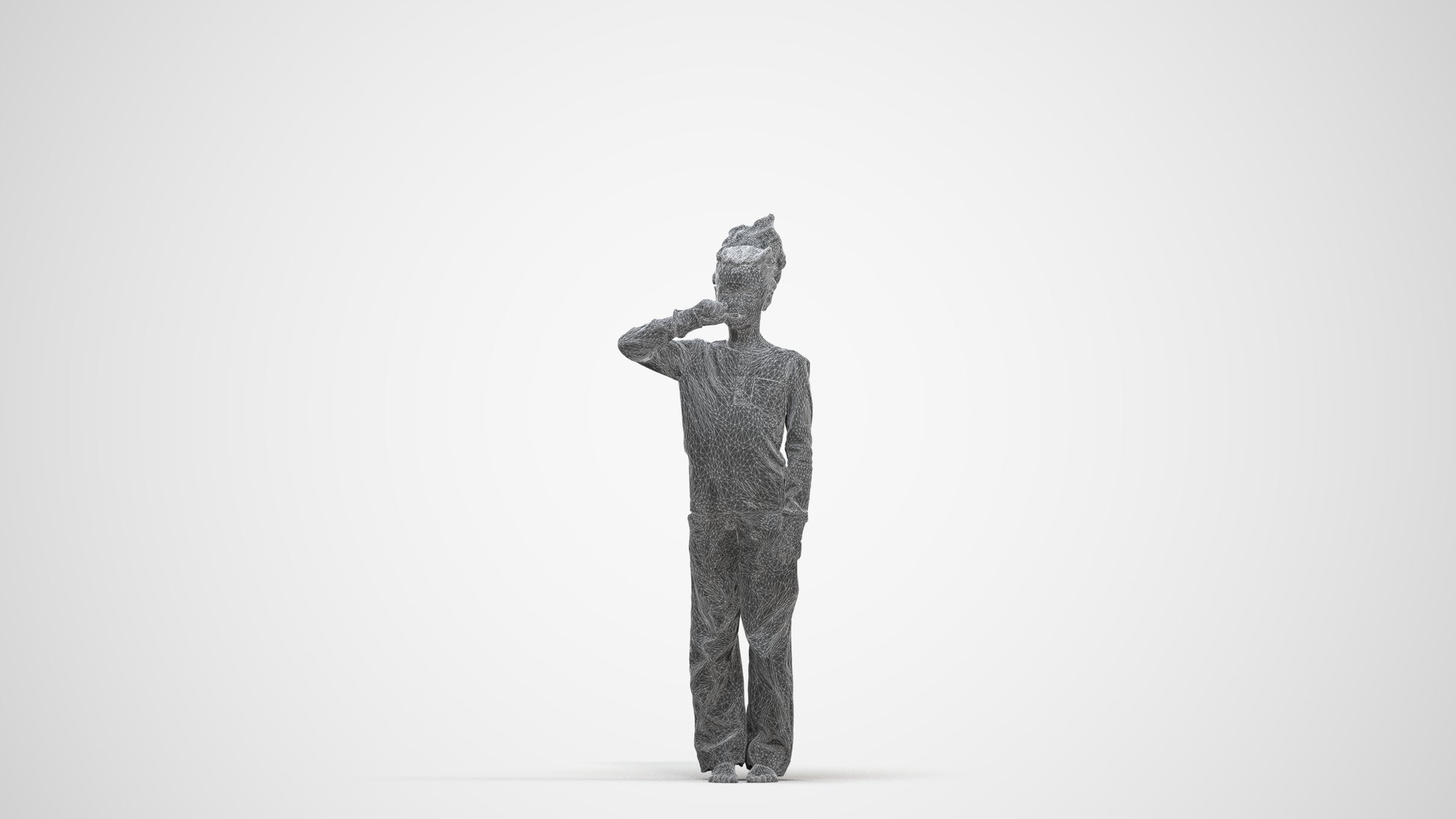 3D people model girl kids, scanned human for 3ds Max rendering, three-quarter front view render
