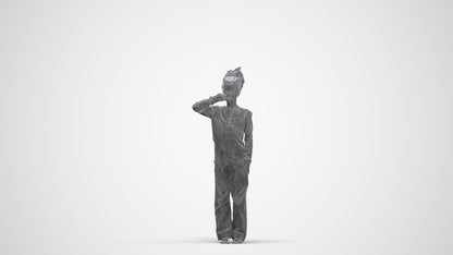 3D people model girl kids, scanned human for 3ds Max rendering, three-quarter front view render