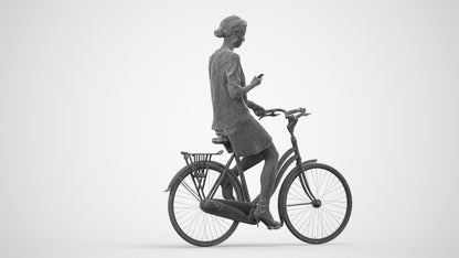 photogrammetry 3D woman casual cycling, realistic human model archviz FBX, wireframe side view