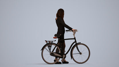 3D people model woman business cycling, scanned human for 3ds Max rendering, side view render