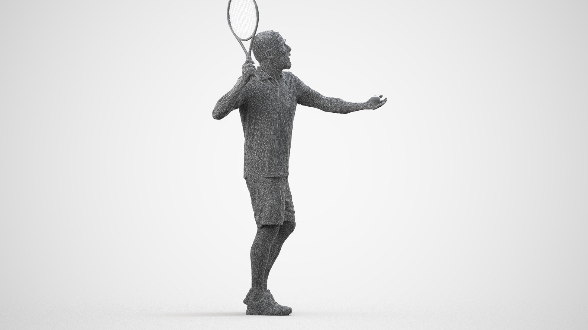 3D scanned man sport, photorealistic archviz people for Enscape and SketchUp, wireframe side view