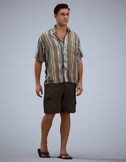 scanned 3D man casual walking, photogrammetry people for Enscape and V-Ray