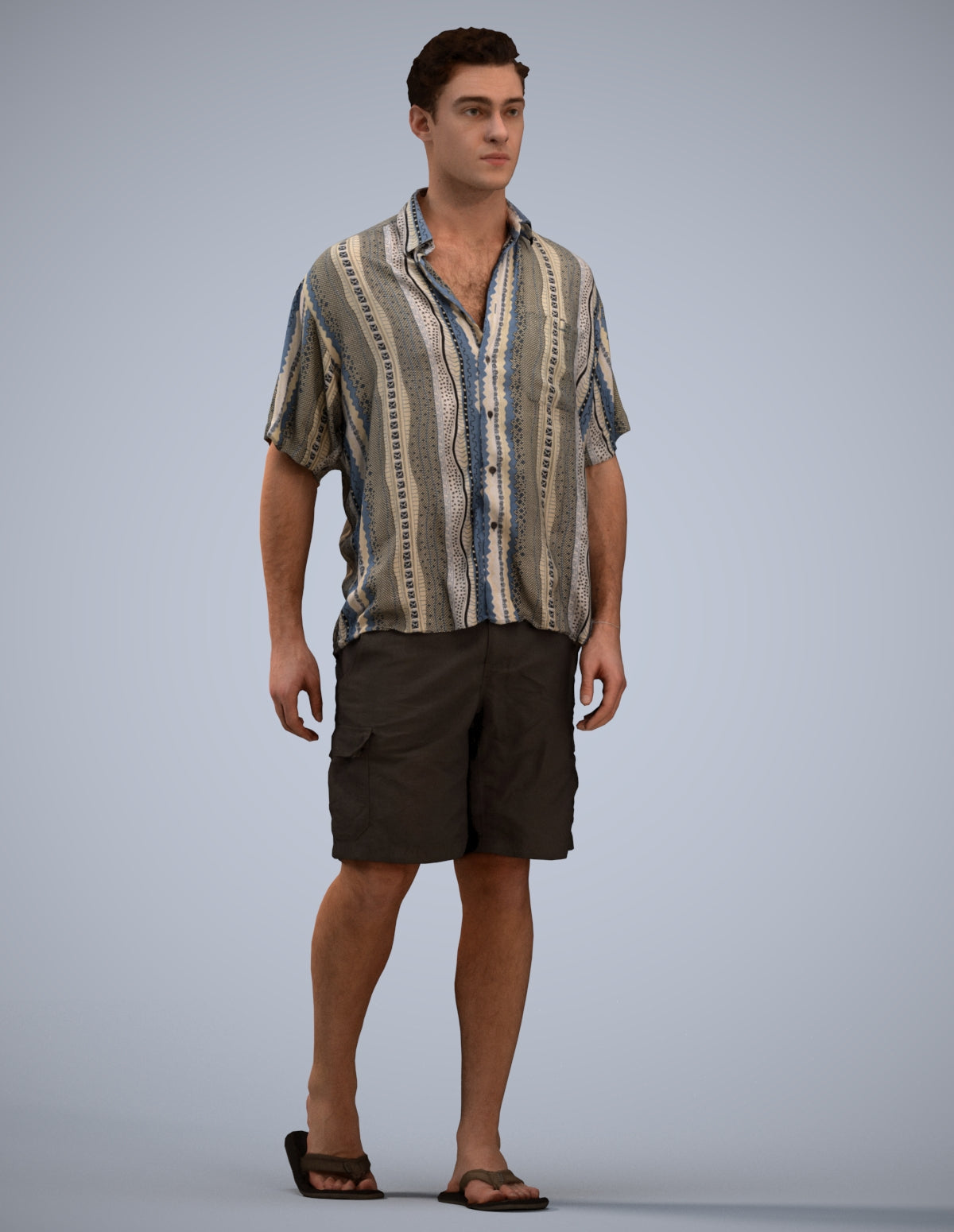 scanned 3D man casual walking, photogrammetry people for Enscape and V-Ray
