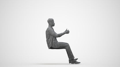 scanned 3D man casual driving, photogrammetry people for Enscape and V-Ray, wireframe side view