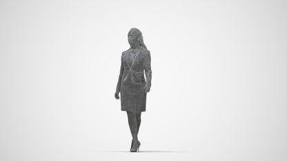 realistic 3D human woman business, archviz people FBX OBJ for Blender, wireframe back view