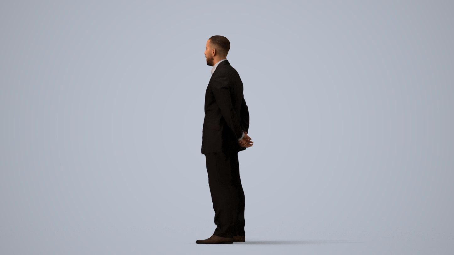 3D scanned man business, photorealistic archviz people for Enscape and SketchUp, three-quarter view render