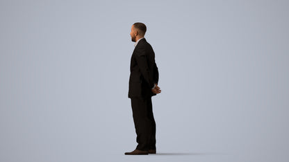 3D scanned man business, photorealistic archviz people for Enscape and SketchUp, three-quarter view render
