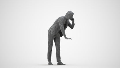 realistic 3D man business, scanned archviz people for Blender and 3ds Max, wireframe side view