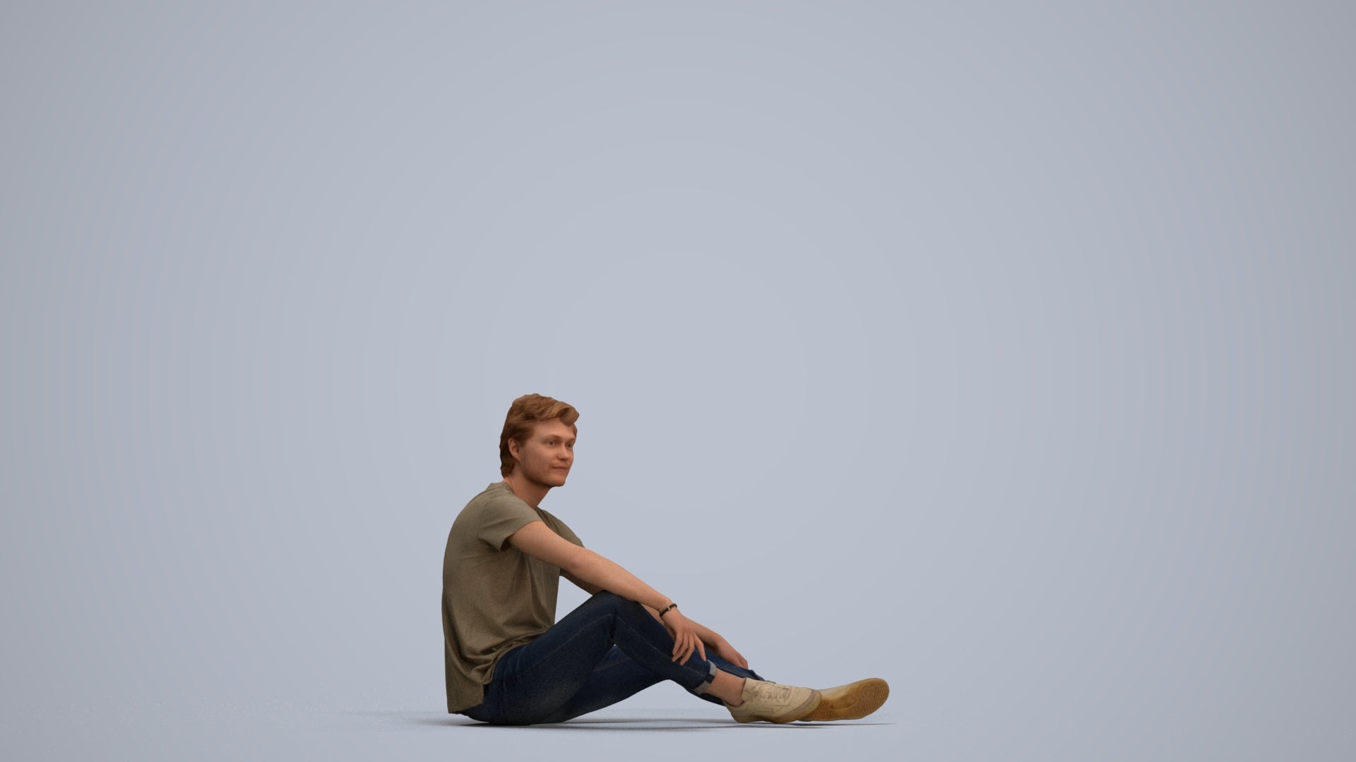 3D scanned man sitting casual, photorealistic archviz people for Enscape and SketchUp, standing pose render
