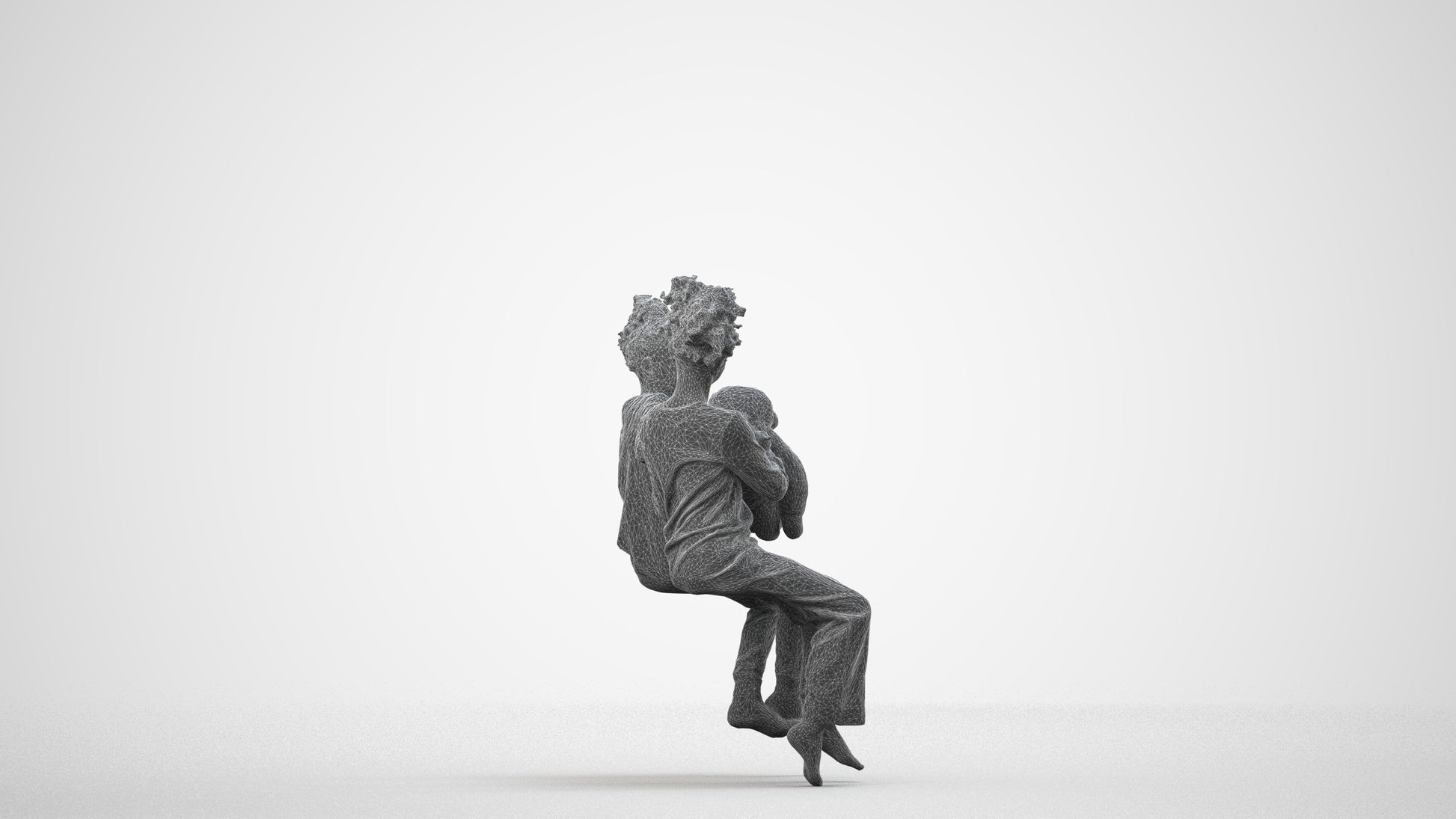 realistic 3D people girl kids, render-ready for V-Ray and Corona, FBX OBJ, wireframe side view