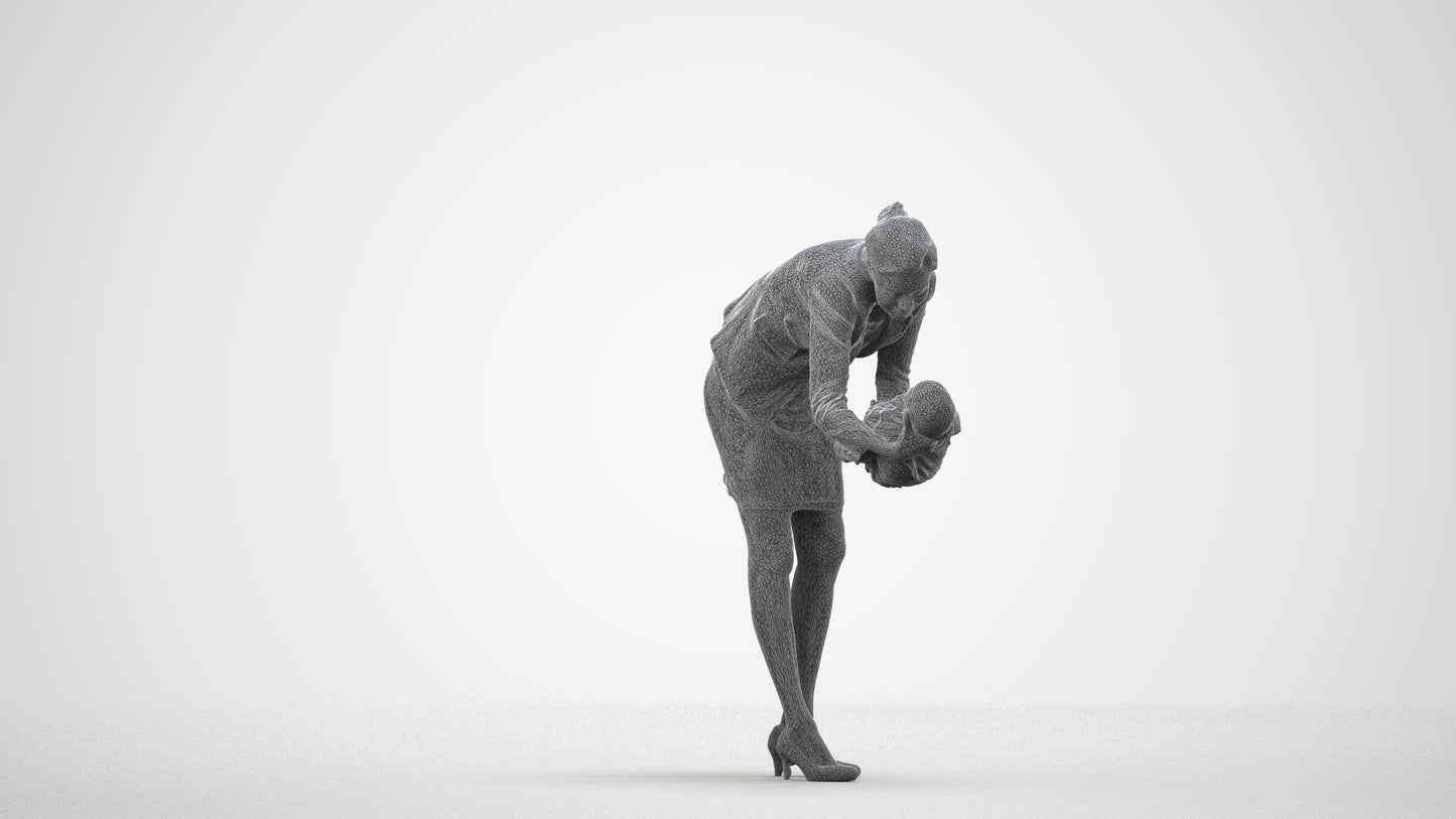 3D people model girl business kids, scanned human for 3ds Max rendering, wireframe side view