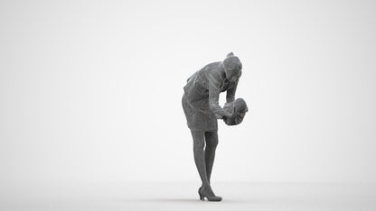 3D people model girl business kids, scanned human for 3ds Max rendering, wireframe side view