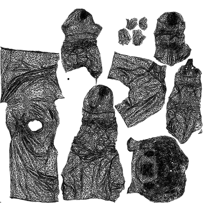 3D human model girl kids, photogrammetry scanned person for archviz, wireframe top-down view