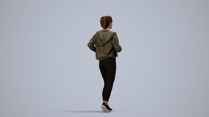 3D scanned woman sport, photorealistic archviz people for Enscape and SketchUp, side view render
