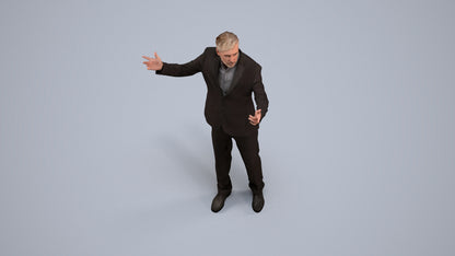 realistic 3D people man business, render-ready for V-Ray and Corona, FBX OBJ, back view render