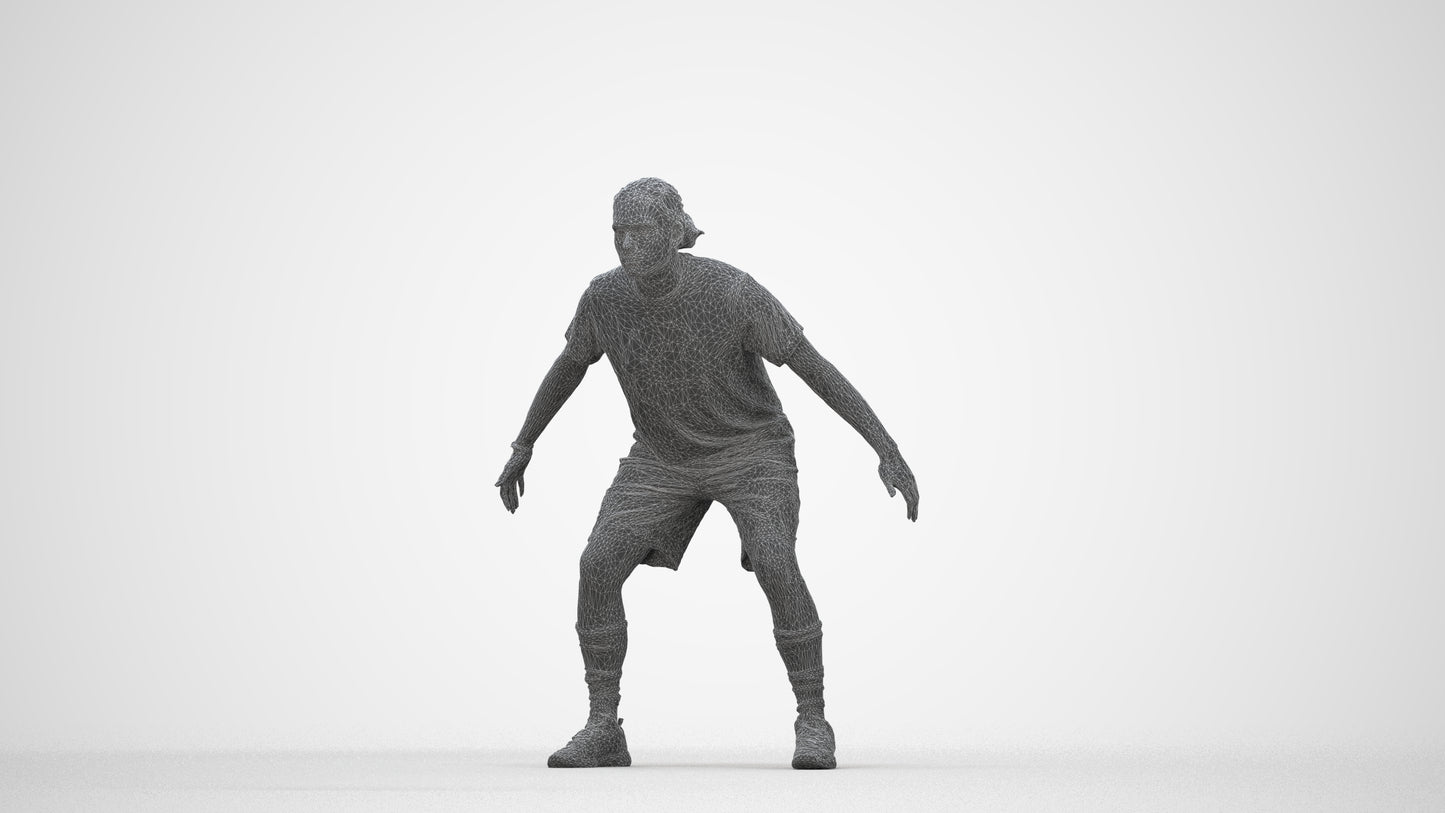 scanned 3D man sport, photogrammetry people for Enscape and V-Ray, wireframe back view