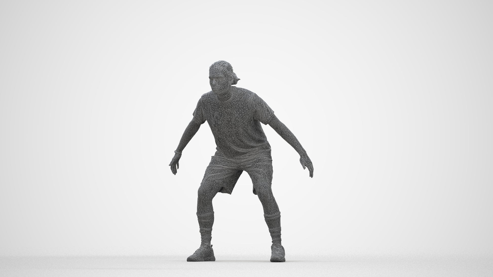 scanned 3D man sport, photogrammetry people for Enscape and V-Ray, wireframe back view