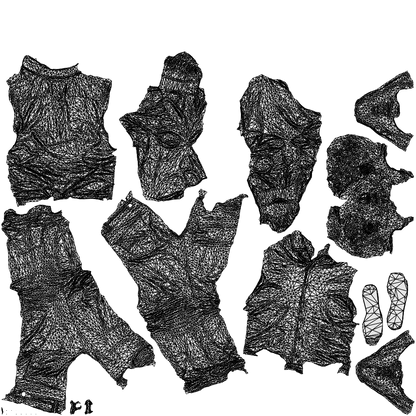 3D scanned man standing business, photorealistic archviz people for Enscape and SketchUp, wireframe top-down view