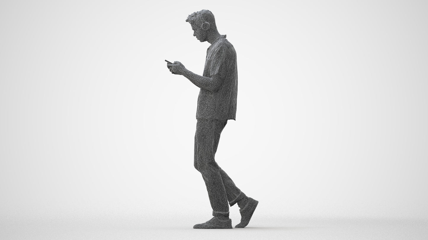 3D scanned man standing casual, photorealistic archviz people for Enscape and SketchUp, square thumbnail