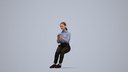 3D people model girl business kids, scanned human for 3ds Max rendering, top-down view render