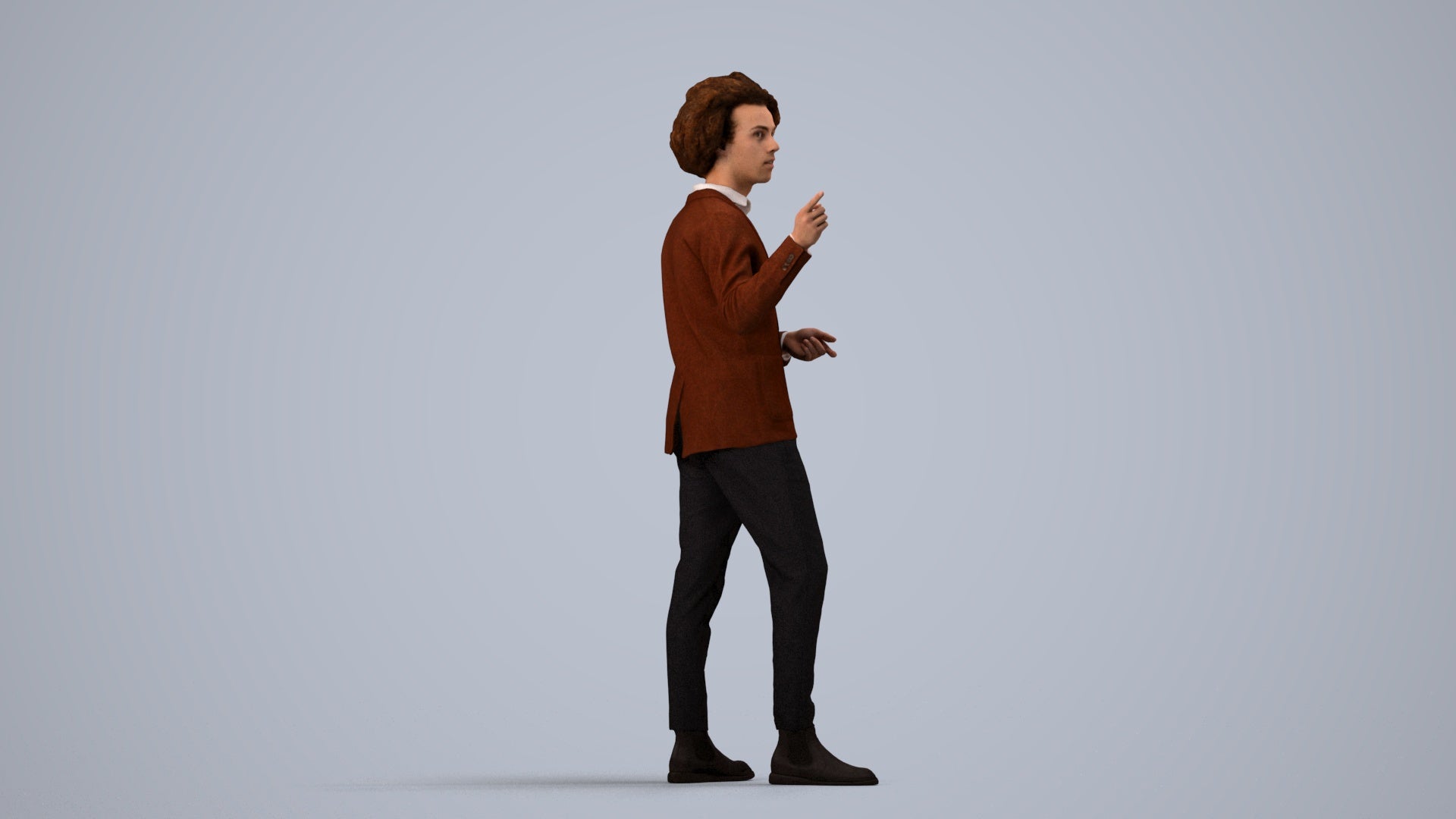 realistic 3D man business shopping, scanned archviz people for Blender and 3ds Max, side view render