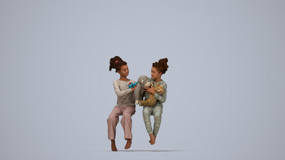 realistic 3D people girl kids, render-ready for V-Ray and Corona, FBX OBJ, top-down view render