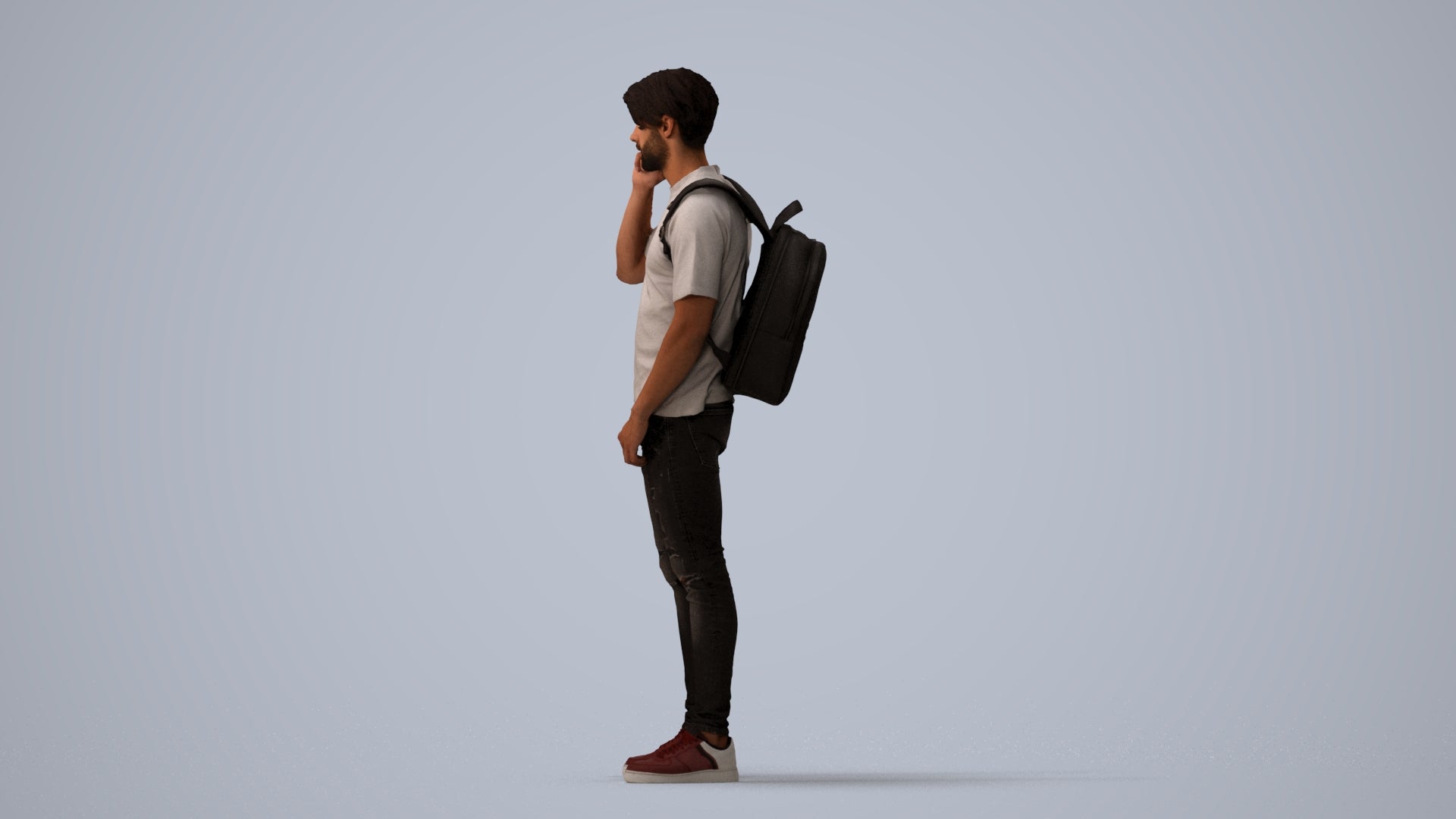 3D scanned man standing casual, photorealistic archviz people for Enscape and SketchUp, three-quarter view render