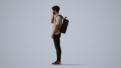 3D scanned man standing casual, photorealistic archviz people for Enscape and SketchUp, three-quarter view render
