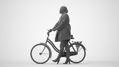 realistic 3D people woman business cycling, render-ready for V-Ray and Corona, FBX OBJ, square thumbnail