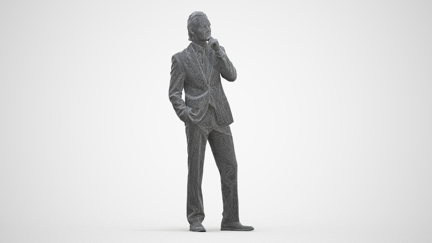 3D scanned man business, photorealistic archviz people for Enscape and SketchUp, three-quarter front view render
