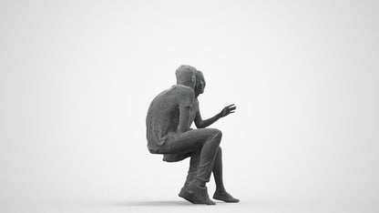 3D people model woman casual couple, scanned human for 3ds Max rendering, wireframe side view