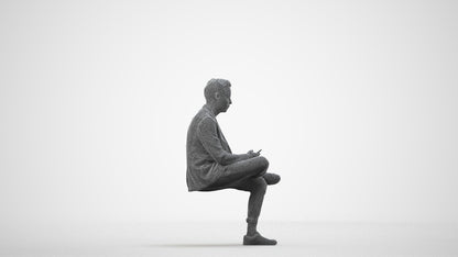 3D scanned man business, photorealistic archviz people for Enscape and SketchUp, wireframe side view