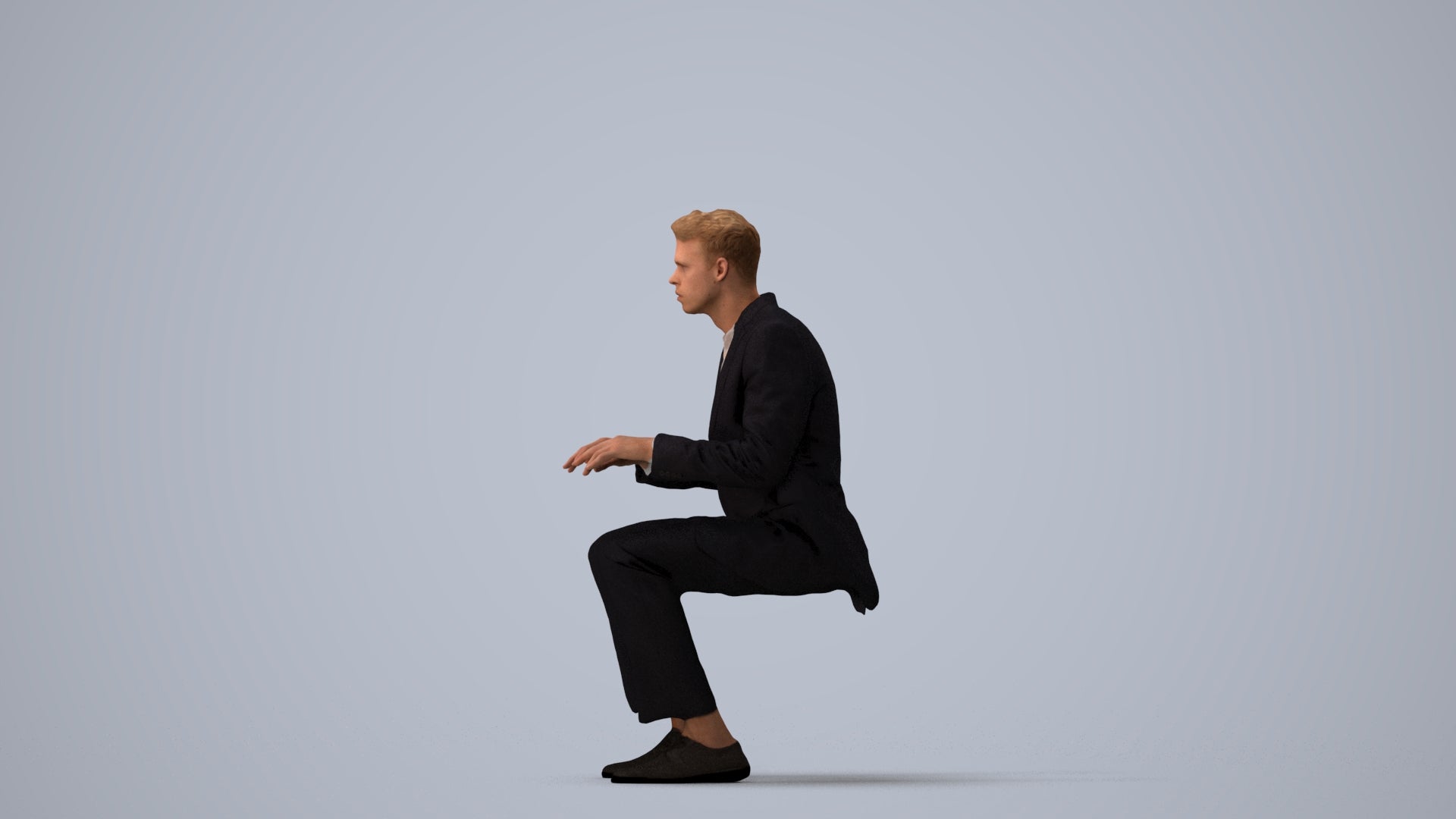 3D scanned man business, photorealistic archviz people for Enscape and SketchUp, three-quarter view render
