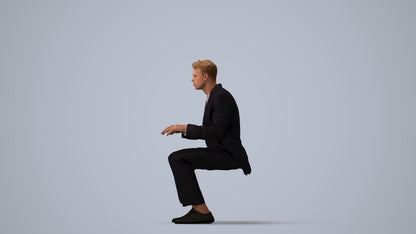 3D scanned man business, photorealistic archviz people for Enscape and SketchUp, three-quarter view render