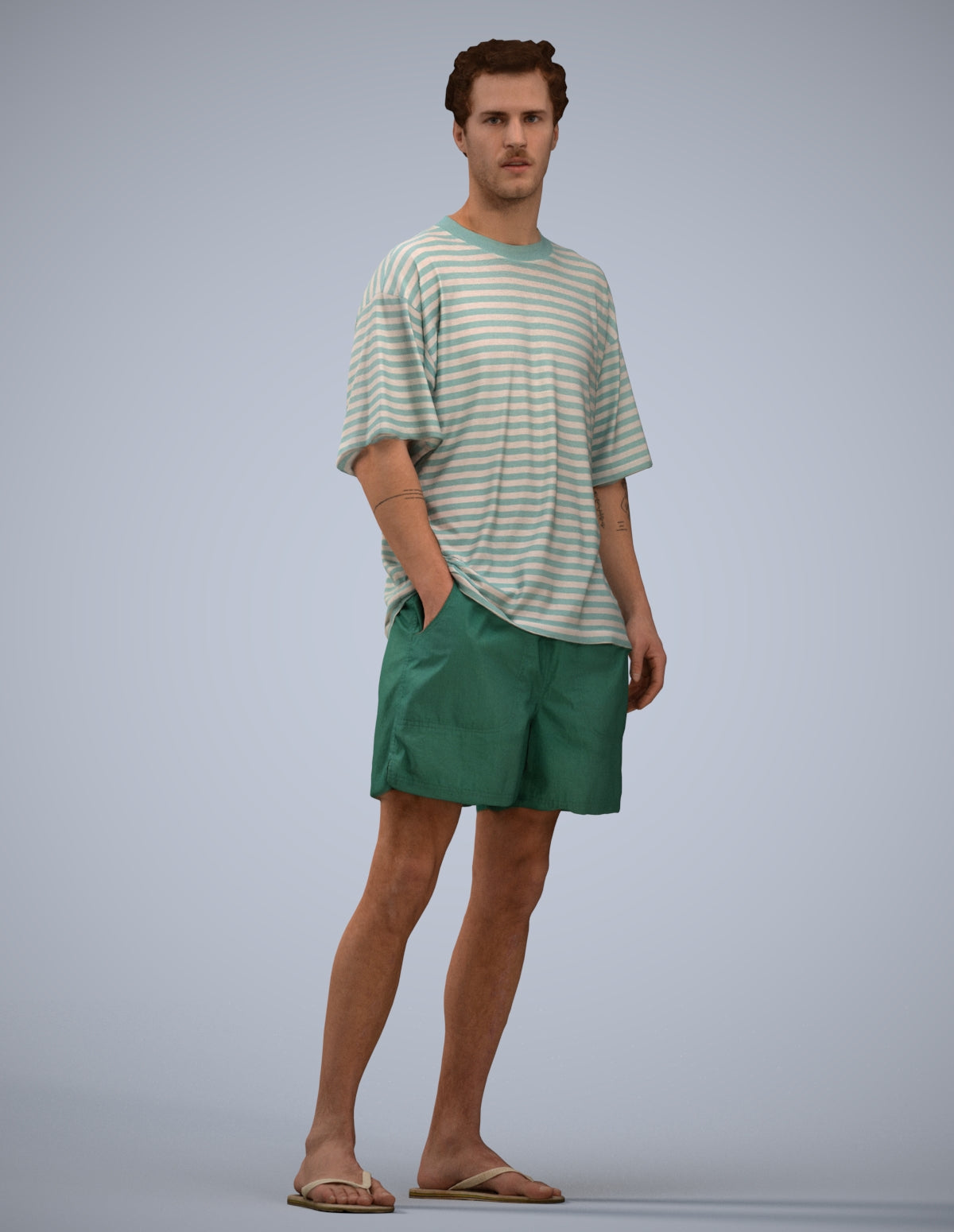 3D scanned man standing casual, photorealistic archviz people for Enscape and SketchUp