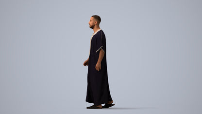 3D scanned man walking, photorealistic archviz people for Enscape and SketchUp, three-quarter view render