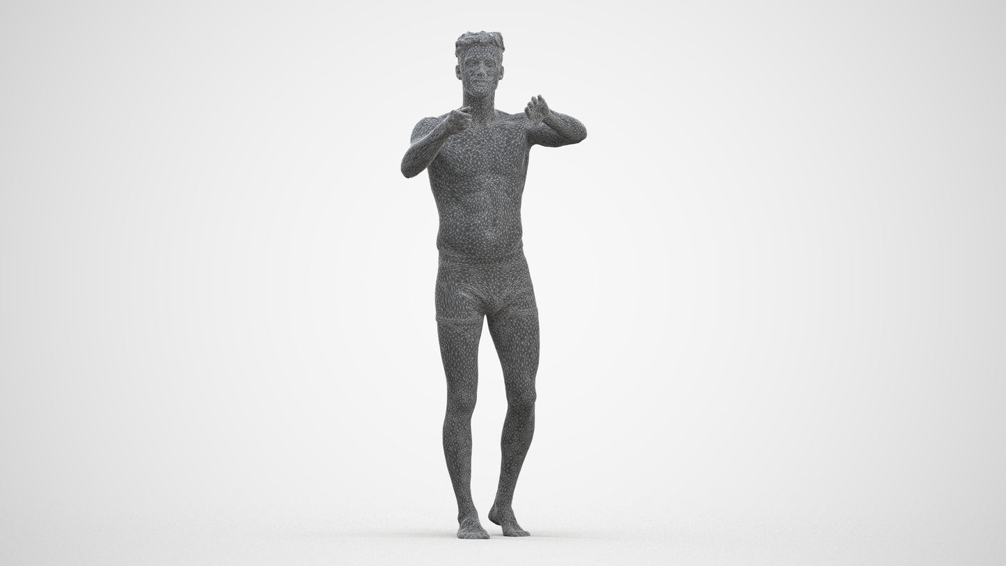 realistic 3D man bathroom, scanned archviz people for Blender and 3ds Max, three-quarter front view render