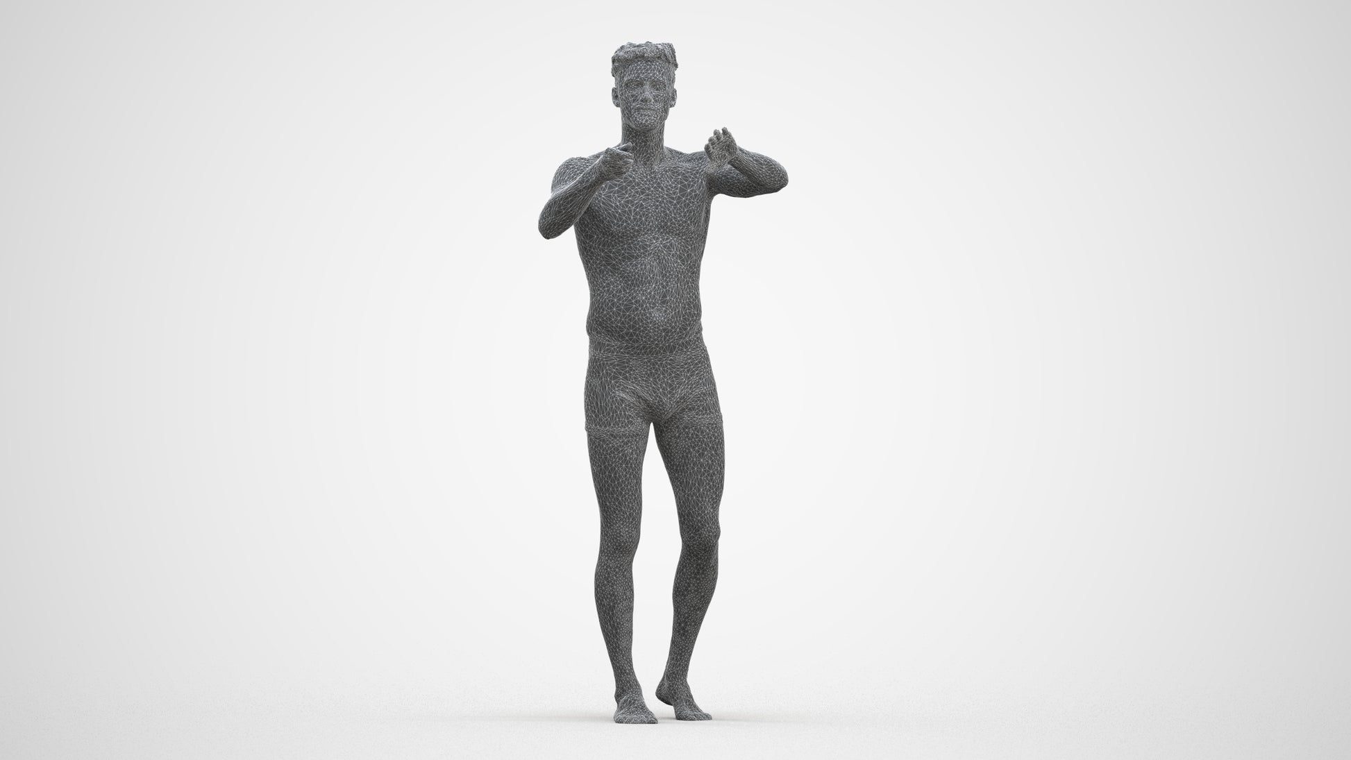 realistic 3D man bathroom, scanned archviz people for Blender and 3ds Max, three-quarter front view render