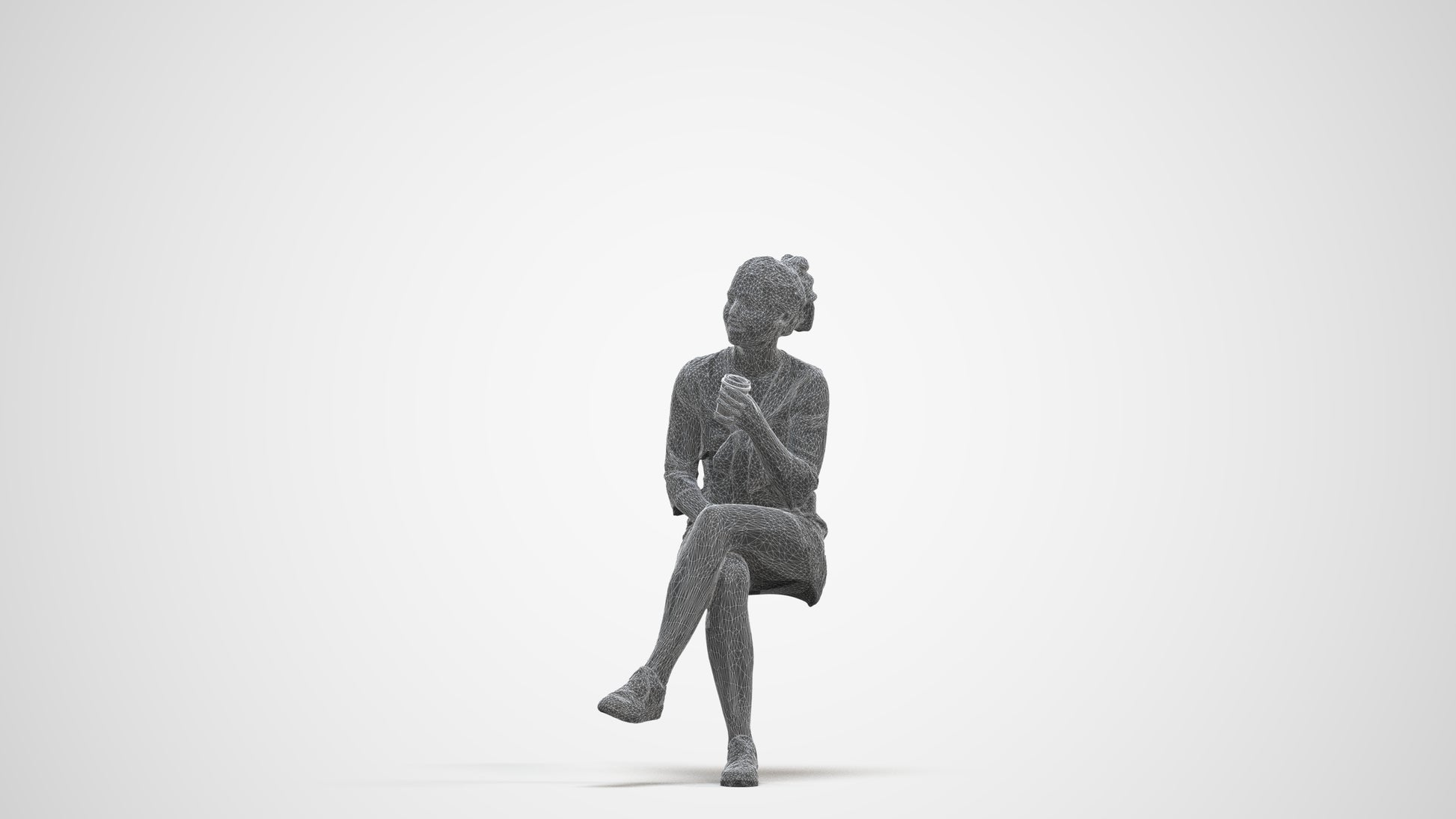 scanned 3D girl casual kids, photogrammetry people for Enscape and V-Ray, three-quarter front view render