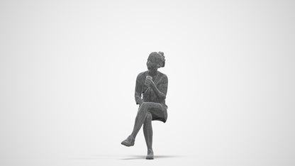 scanned 3D girl casual kids, photogrammetry people for Enscape and V-Ray, three-quarter front view render
