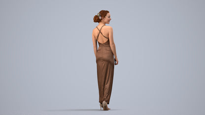 3D people model woman formal formalaffairs, scanned human for 3ds Max rendering, side view render